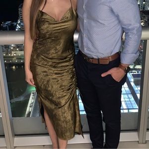 Gold Zara Cowl Neck Strap Dress